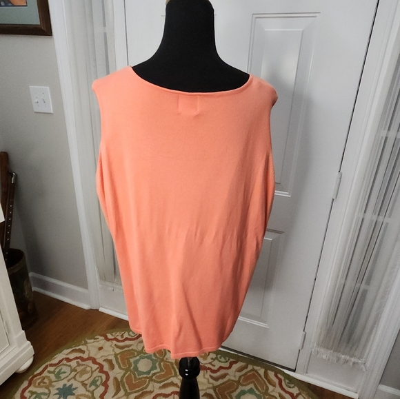 Ruby Rd. Sherbert Orange Beaded Tank Top Adorned with Beads  Size 1X Plus - Picture 5 of 8